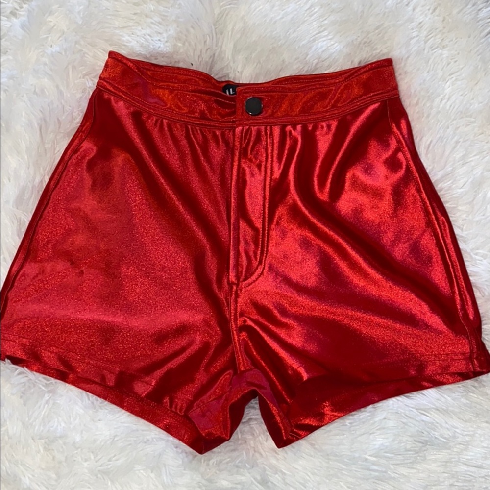 Red Shiny Spandex Shorts